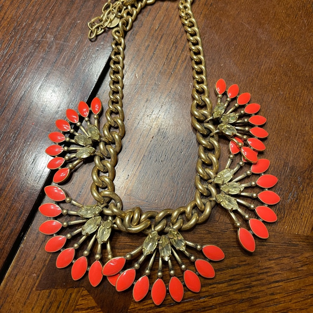 Stella & Dot Orange Flower Necklace